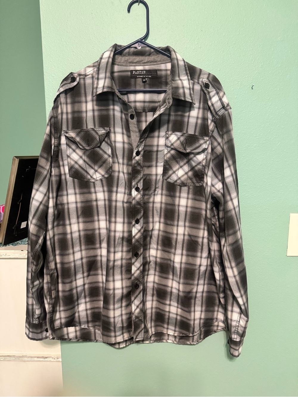 Parker Men's Black and White Plaid Button-Down Shirt